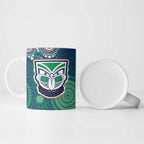 New Zealand Warriors Ceramic Mug Aboriginal Dot Pattern - Rugby Mascot Heritage Pride