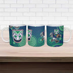 New Zealand Warriors Ceramic Mug Aboriginal Dot Pattern - Rugby Mascot Heritage Pride