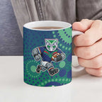 New Zealand Warriors Ceramic Mug Aboriginal Dot Pattern - Rugby Mascot Heritage Pride