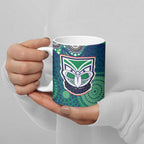 New Zealand Warriors Ceramic Mug Aboriginal Dot Pattern - Rugby Mascot Heritage Pride