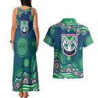 New Zealand Warriors Couples Matching Tank Maxi Dress and Hawaiian Shirt Aboriginal Dot Pattern - Rugby Mascot Heritage Pride