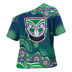 New Zealand Warriors Cross Shoulder Shirt Aboriginal Dot Pattern - Rugby Mascot Heritage Pride