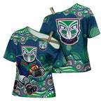 New Zealand Warriors Cross Shoulder Shirt Aboriginal Dot Pattern - Rugby Mascot Heritage Pride