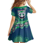 New Zealand Warriors Family Matching Mermaid Dress and Hawaiian Shirt Aboriginal Dot Pattern - Rugby Mascot Heritage Pride