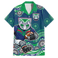 New Zealand Warriors Family Matching Mermaid Dress and Hawaiian Shirt Aboriginal Dot Pattern - Rugby Mascot Heritage Pride
