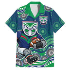 New Zealand Warriors Family Matching Tank Maxi Dress and Hawaiian Shirt Aboriginal Dot Pattern - Rugby Mascot Heritage Pride
