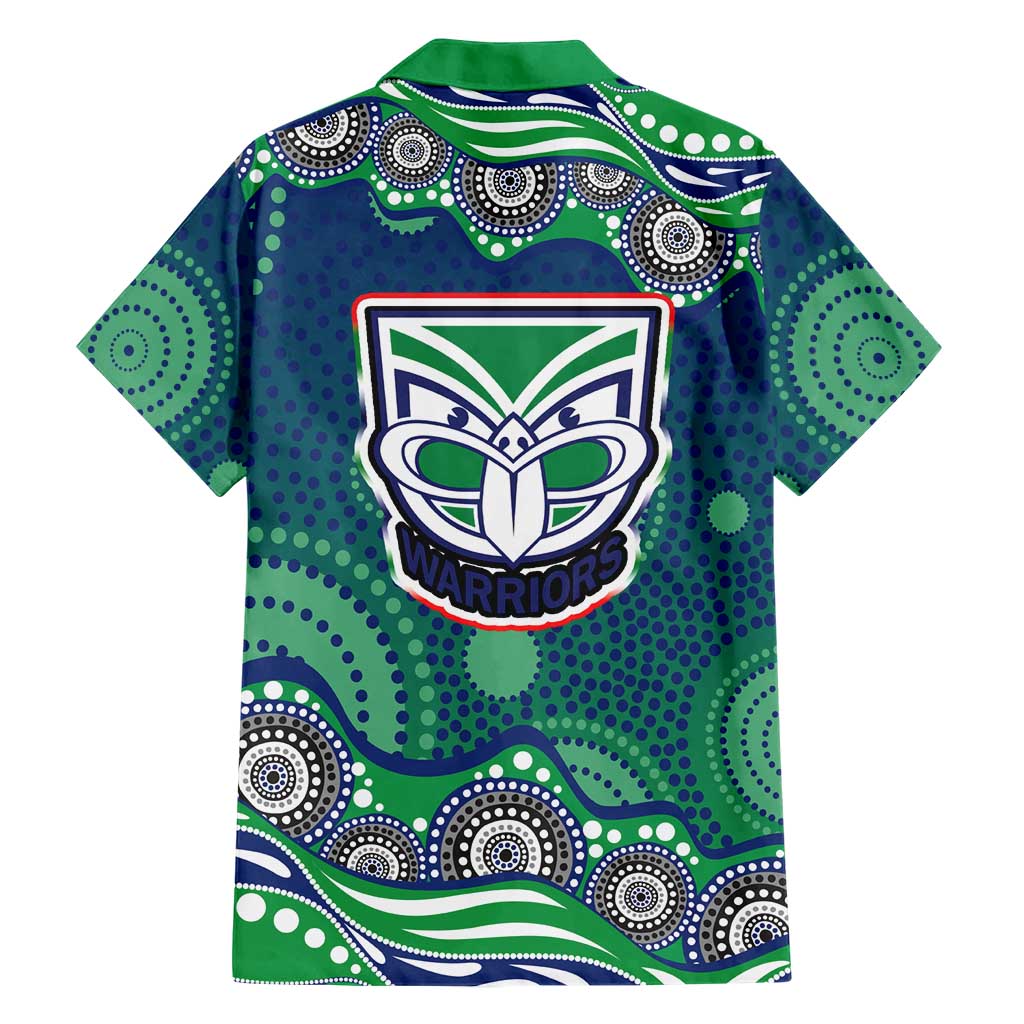New Zealand Warriors Family Matching Tank Maxi Dress and Hawaiian Shirt Aboriginal Dot Pattern - Rugby Mascot Heritage Pride