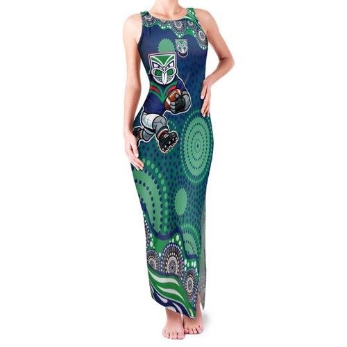 New Zealand Warriors Family Matching Tank Maxi Dress and Hawaiian Shirt Aboriginal Dot Pattern - Rugby Mascot Heritage Pride
