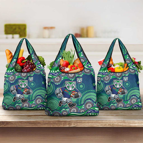 New Zealand Warriors Grocery Bag Aboriginal Dot Pattern - Rugby Mascot Heritage Pride