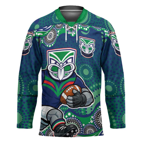 New Zealand Warriors Hockey Jersey Aboriginal Dot Pattern - Rugby Mascot Heritage Pride