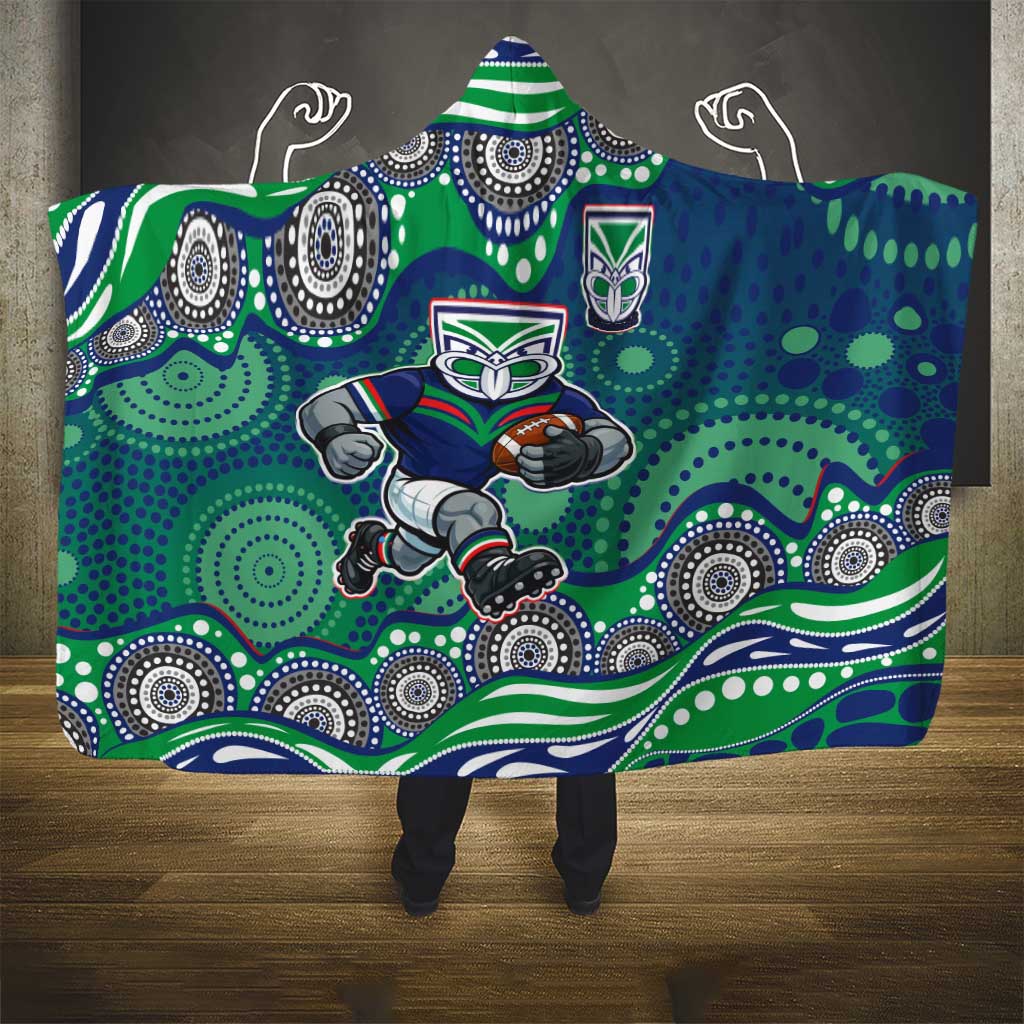 New Zealand Warriors Hooded Blanket Aboriginal Dot Pattern - Rugby Mascot Heritage Pride