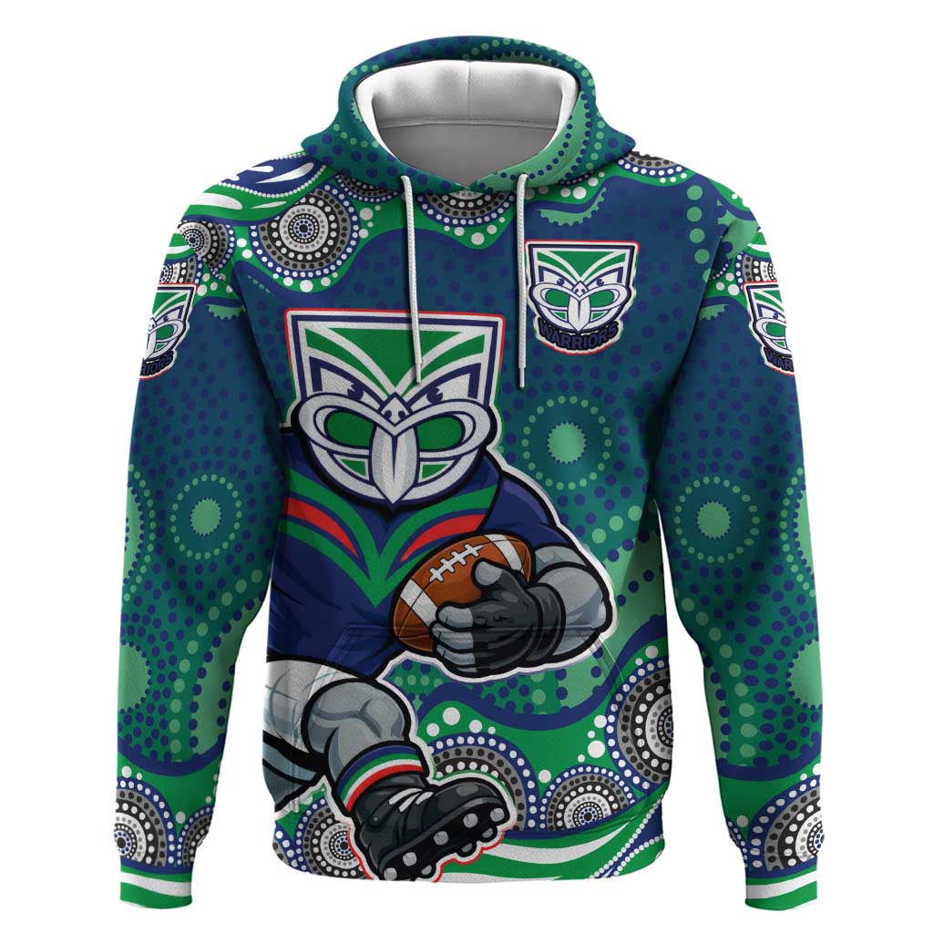 New Zealand Warriors Hoodie Aboriginal Dot Pattern - Rugby Mascot Heritage Pride