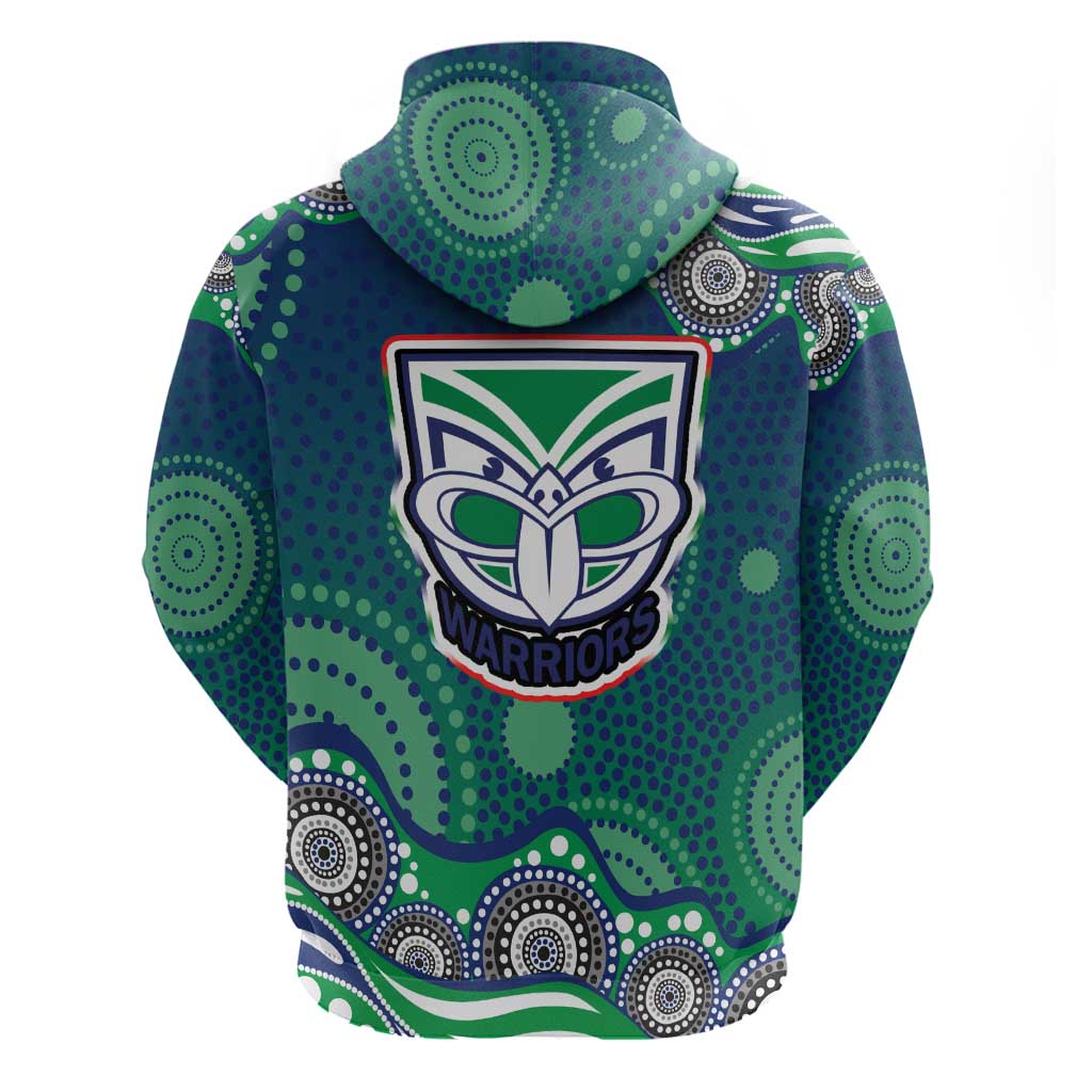 New Zealand Warriors Hoodie Aboriginal Dot Pattern - Rugby Mascot Heritage Pride