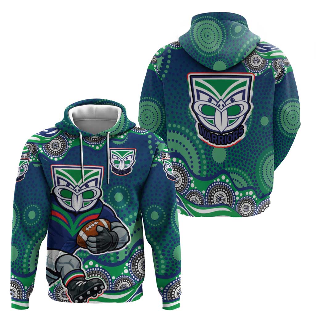 New Zealand Warriors Hoodie Aboriginal Dot Pattern - Rugby Mascot Heritage Pride