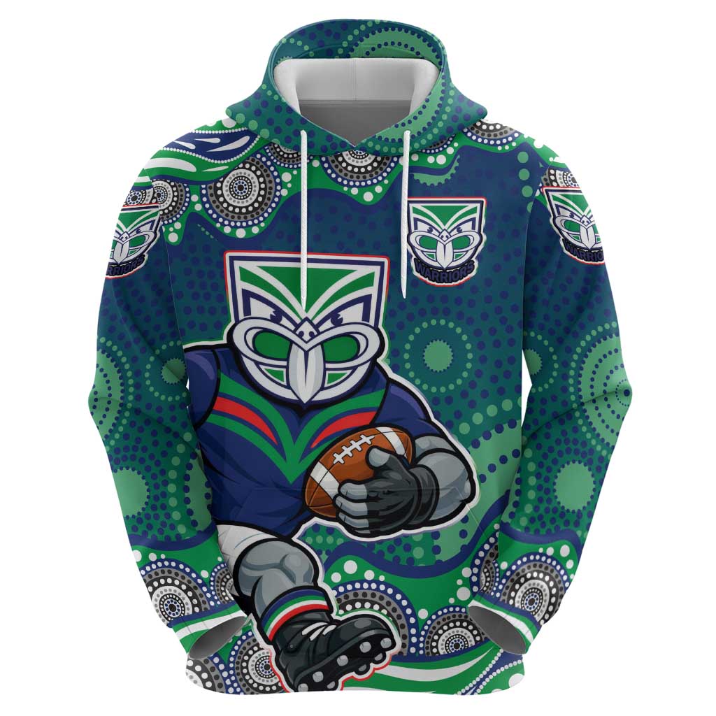 New Zealand Warriors Hoodie Aboriginal Dot Pattern - Rugby Mascot Heritage Pride