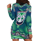 New Zealand Warriors Hoodie Dress Aboriginal Dot Pattern - Rugby Mascot Heritage Pride