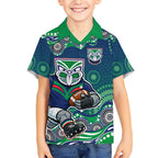 New Zealand Warriors Kid Hawaiian Shirt Aboriginal Dot Pattern - Rugby Mascot Heritage Pride