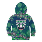 New Zealand Warriors Kid Hoodie Aboriginal Dot Pattern - Rugby Mascot Heritage Pride