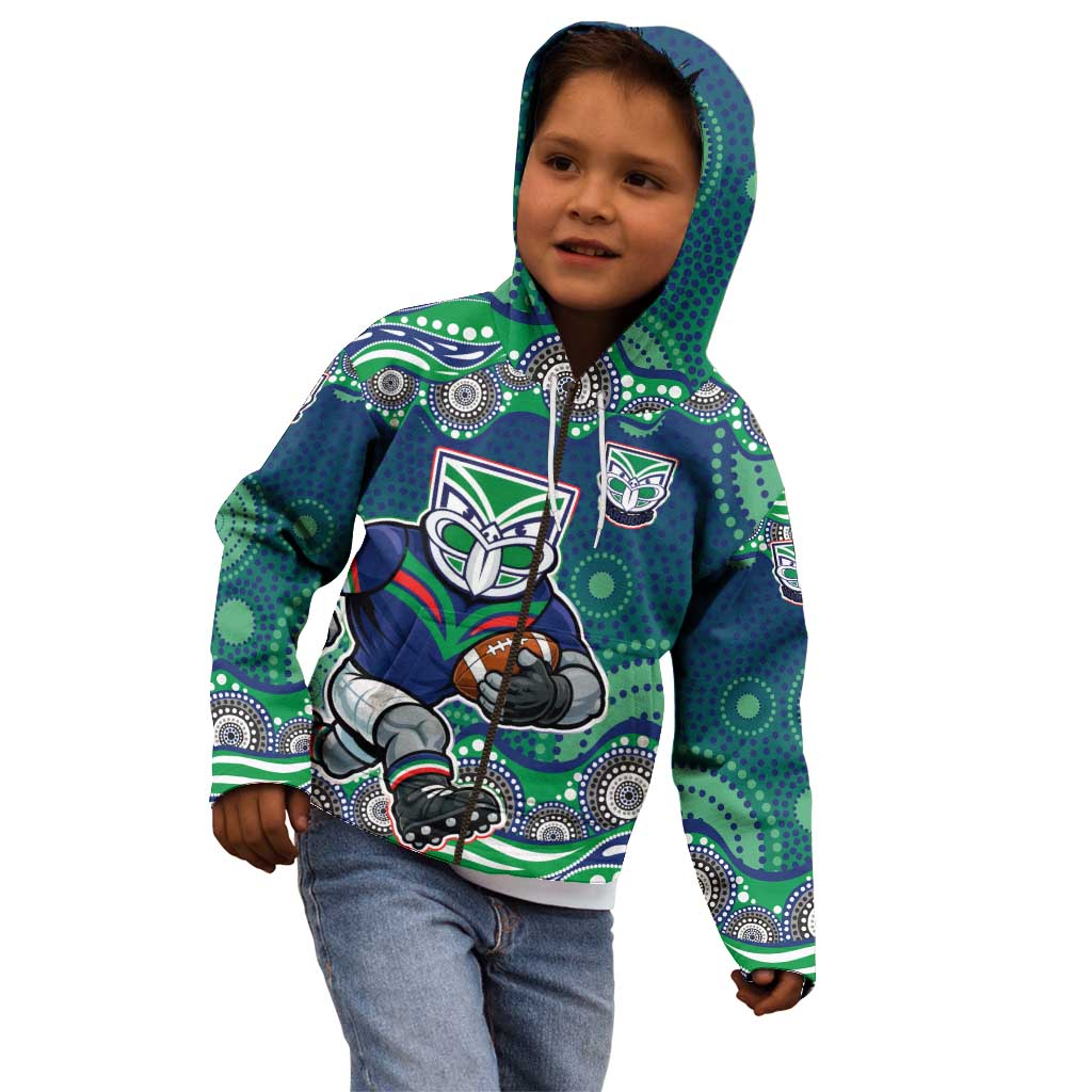 New Zealand Warriors Kid Hoodie Aboriginal Dot Pattern - Rugby Mascot Heritage Pride