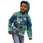 New Zealand Warriors Kid Hoodie Aboriginal Dot Pattern - Rugby Mascot Heritage Pride