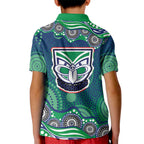 New Zealand Warriors Kid Polo Shirt Aboriginal Dot Pattern - Rugby Mascot Heritage Pride