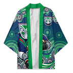New Zealand Warriors Kimono Aboriginal Dot Pattern - Rugby Mascot Heritage Pride