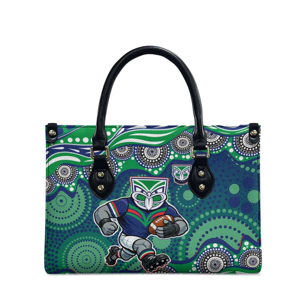 New Zealand Warriors Leather Bag Aboriginal Dot Pattern - Rugby Mascot Heritage Pride