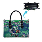 New Zealand Warriors Leather Bag Aboriginal Dot Pattern - Rugby Mascot Heritage Pride