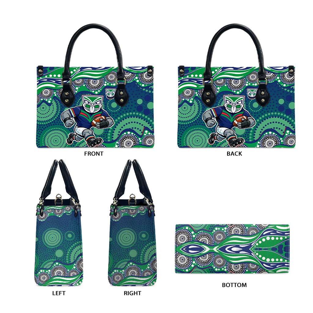 New Zealand Warriors Leather Bag Aboriginal Dot Pattern - Rugby Mascot Heritage Pride
