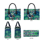 New Zealand Warriors Leather Bag Aboriginal Dot Pattern - Rugby Mascot Heritage Pride