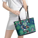 New Zealand Warriors Leather Tote Bag Aboriginal Dot Pattern - Rugby Mascot Heritage Pride