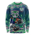 New Zealand Warriors Long Sleeve Shirt Aboriginal Dot Pattern - Rugby Mascot Heritage Pride