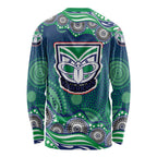 New Zealand Warriors Long Sleeve Shirt Aboriginal Dot Pattern - Rugby Mascot Heritage Pride