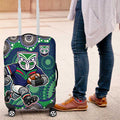 New Zealand Warriors Luggage Cover Aboriginal Dot Pattern - Rugby Mascot Heritage Pride