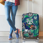 New Zealand Warriors Luggage Cover Aboriginal Dot Pattern - Rugby Mascot Heritage Pride