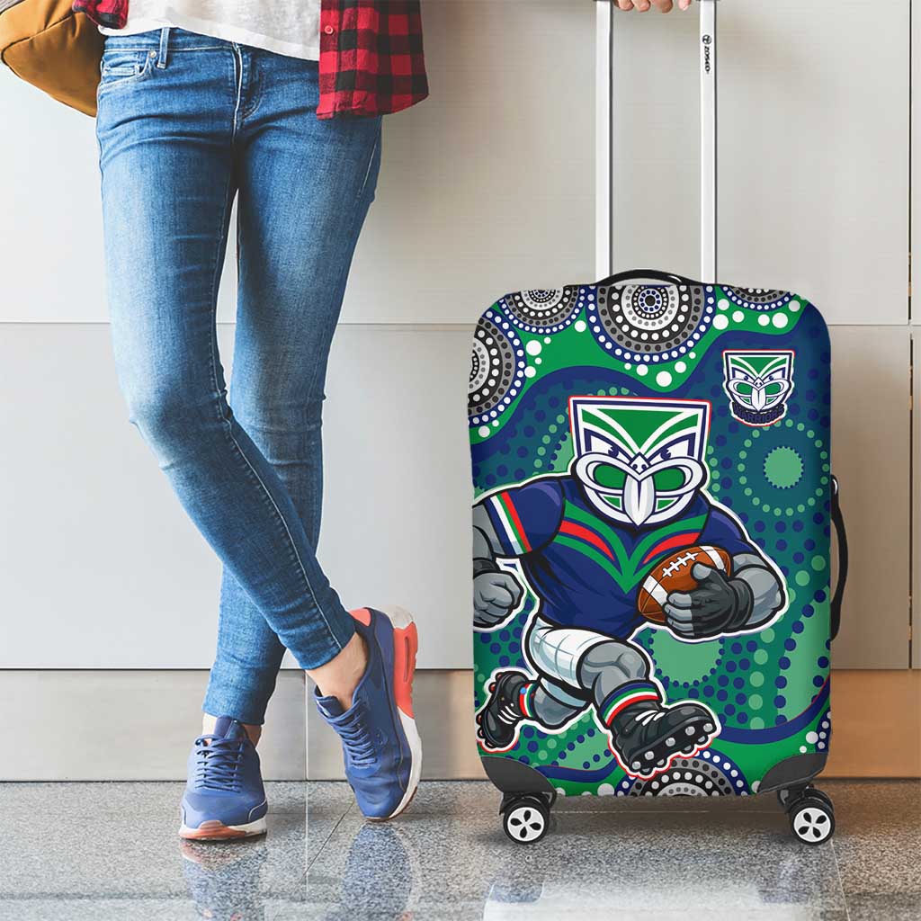 New Zealand Warriors Luggage Cover Aboriginal Dot Pattern - Rugby Mascot Heritage Pride