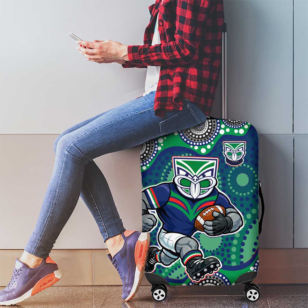 New Zealand Warriors Luggage Cover Aboriginal Dot Pattern - Rugby Mascot Heritage Pride