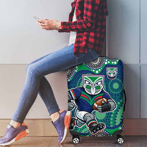 New Zealand Warriors Luggage Cover Aboriginal Dot Pattern - Rugby Mascot Heritage Pride