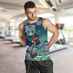 New Zealand Warriors Men Tank Top Aboriginal Dot Pattern - Rugby Mascot Heritage Pride