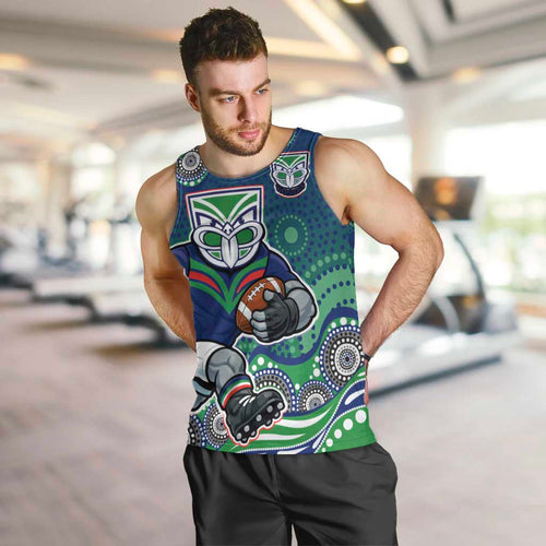 New Zealand Warriors Men Tank Top Aboriginal Dot Pattern - Rugby Mascot Heritage Pride
