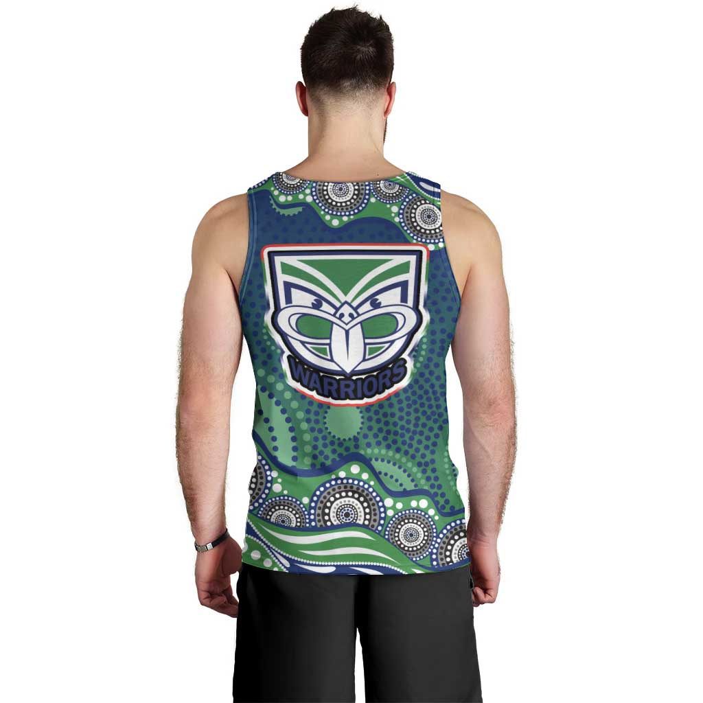 New Zealand Warriors Men Tank Top Aboriginal Dot Pattern - Rugby Mascot Heritage Pride