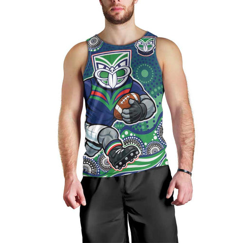 New Zealand Warriors Men Tank Top Aboriginal Dot Pattern - Rugby Mascot Heritage Pride