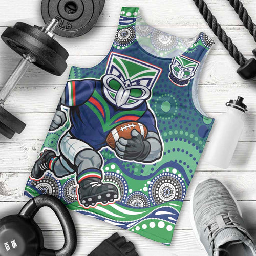 New Zealand Warriors Men Tank Top Aboriginal Dot Pattern - Rugby Mascot Heritage Pride