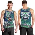 New Zealand Warriors Men Tank Top Aboriginal Dot Pattern - Rugby Mascot Heritage Pride