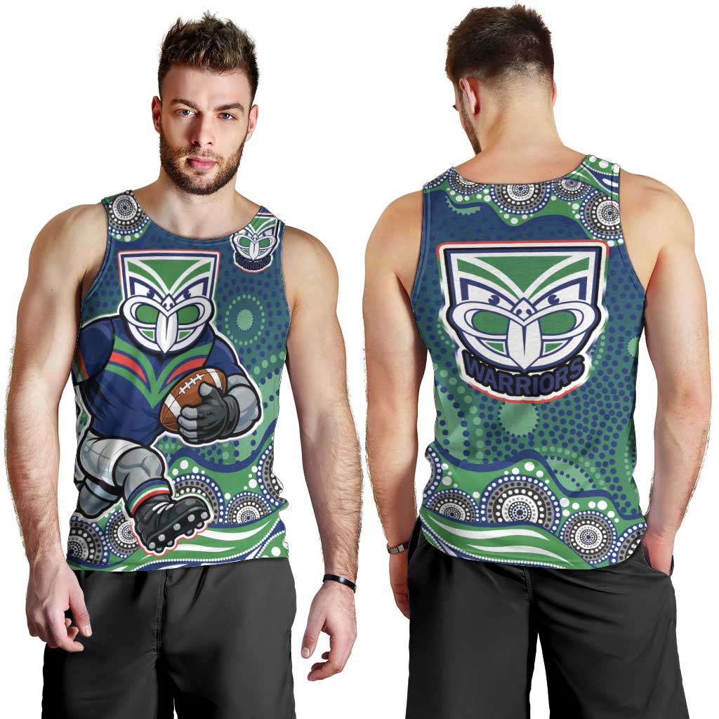 New Zealand Warriors Men Tank Top Aboriginal Dot Pattern - Rugby Mascot Heritage Pride
