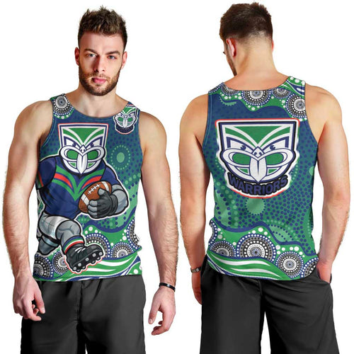 New Zealand Warriors Men Tank Top Aboriginal Dot Pattern - Rugby Mascot Heritage Pride