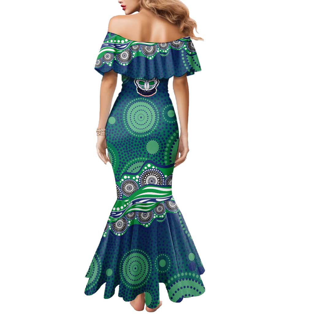 New Zealand Warriors Mermaid Dress Aboriginal Dot Pattern - Rugby Mascot Heritage Pride
