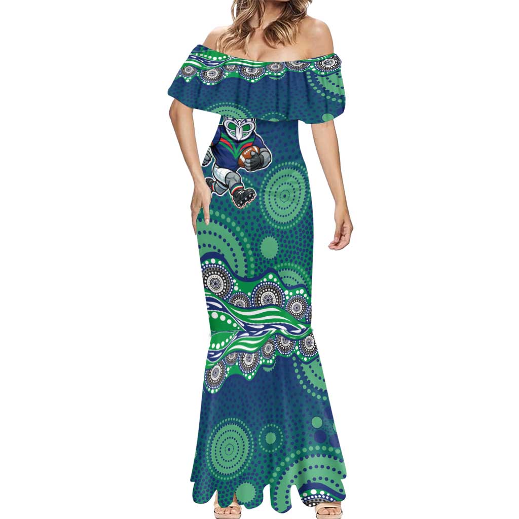 New Zealand Warriors Mermaid Dress Aboriginal Dot Pattern - Rugby Mascot Heritage Pride
