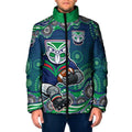 New Zealand Warriors Padded Jacket Aboriginal Dot Pattern - Rugby Mascot Heritage Pride