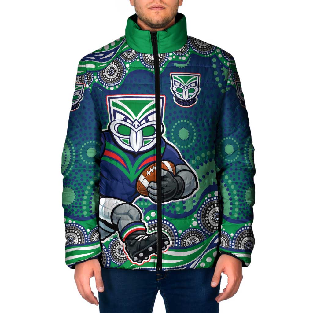 New Zealand Warriors Padded Jacket Aboriginal Dot Pattern - Rugby Mascot Heritage Pride
